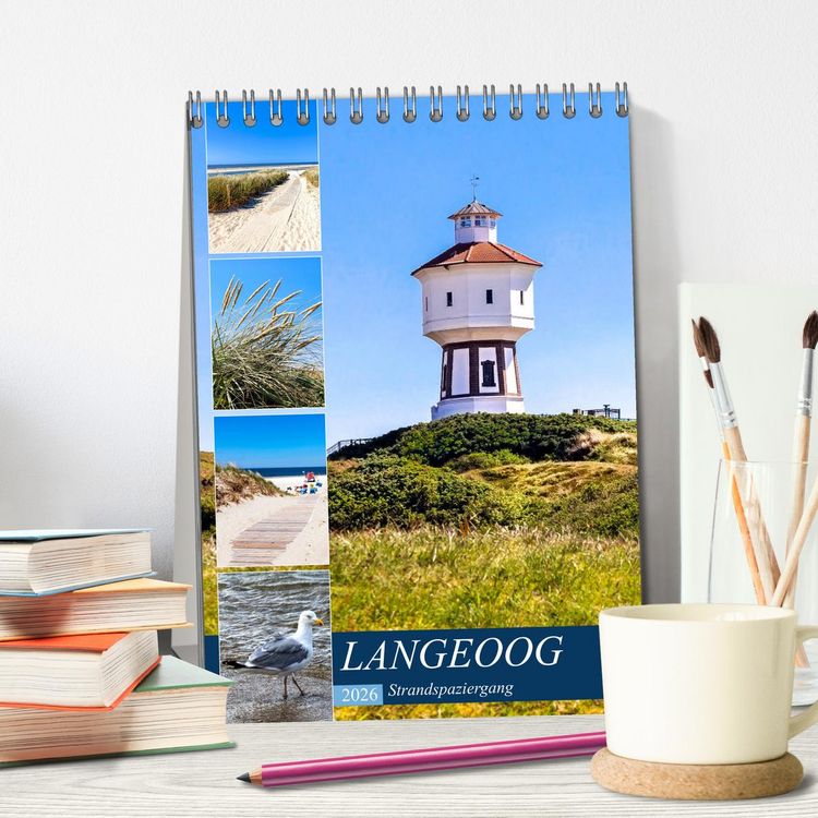 Produktbild: LANGEOOG Strandspaziergang (Tischkalender 2026 DIN A5 hoch), CALVENDO Monatskalender