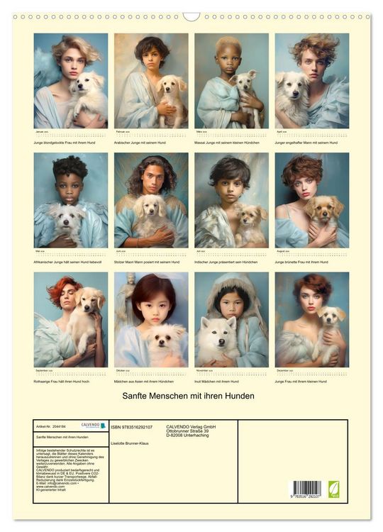 Produktbild: Sanfte Menschen mit ihren Hunden (Wandkalender 2026 DIN A2 hoch), CALVENDO Monatskalender
