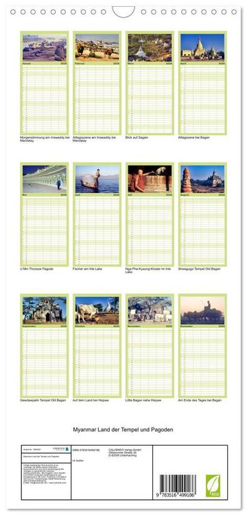 Produktbild: Familienplaner 2026 - Myanmar Land der Tempel und Pagoden mit 5 Spalten (Wandkalender, 21 x 45 cm) CALVENDO