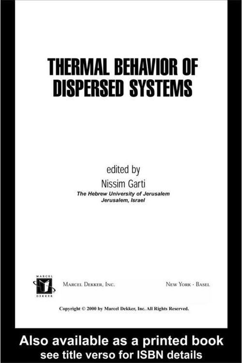 Produktbild: Thermal Behavior of Dispersed Systems