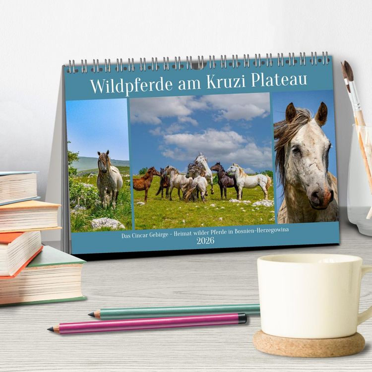 Produktbild: Wildpferde am Kruzi Plateau (Tischkalender 2026 DIN A5 quer), CALVENDO Monatskalender