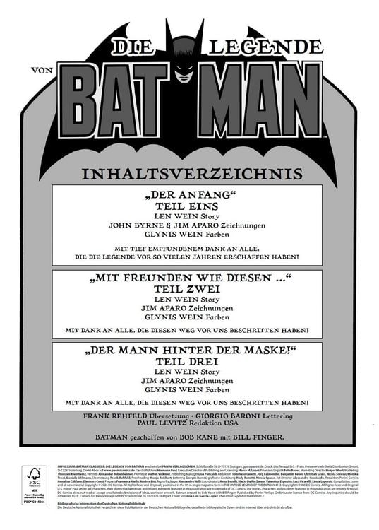 Produktbild: Batman Klassiker: Die Legende von Batman