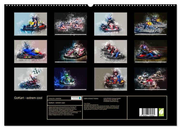 Produktbild: GoKart - extrem cool (hochwertiger Premium Wandkalender 2026 DIN A2 quer), Kunstdruck in Hochglanz