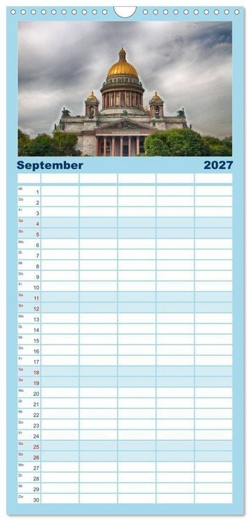 Produktbild: Familienplaner 2027 - Sankt Petersburg - "Venedig des Nordens" mit 5 Spalten (Wandkalender, 21 x 45 cm) CALVENDO