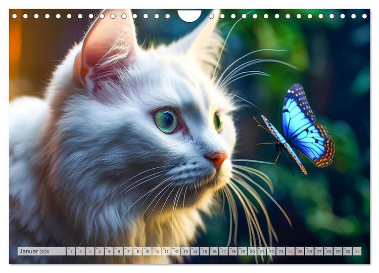 Produktbild: Die Katze und der Schmetterling (Wandkalender 2026 DIN A4 quer), CALVENDO Monatskalender