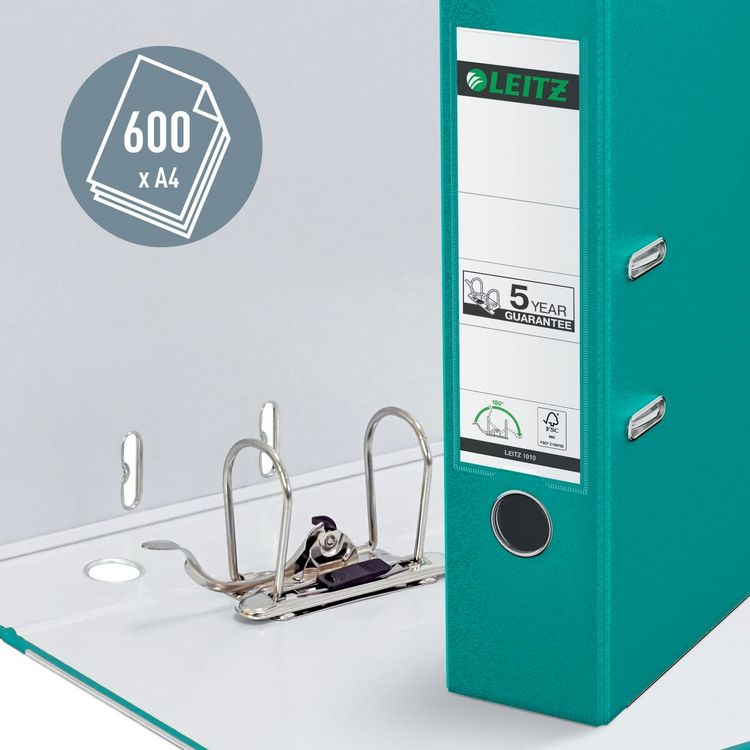 Produktbild: LEITZ Plastikordner 180&deg; t&uuml;rkis DIN A4 R&uuml;ckenbreite 8cm