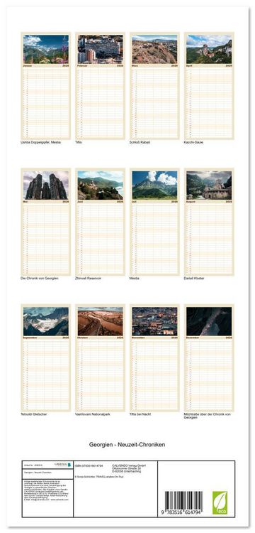 Produktbild: Familienplaner 2026 - Georgien - Neuzeit-Chroniken mit 5 Spalten (Wandkalender, 21 x 45 cm) CALVENDO