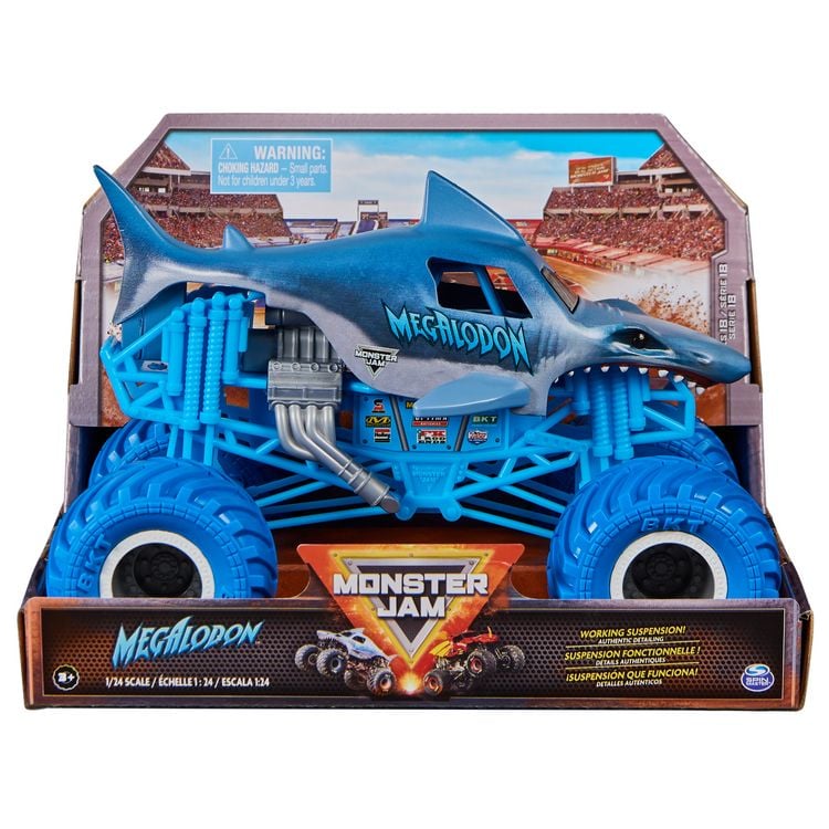 Produktbild: Monster Jam, offizieller Megalodon Monster Truck, Druckguss-Fahrzeug zum Sammeln im Ma&szlig;stab 1:24, Spielzeug f&uuml;r Kinder ab 3 Jahren