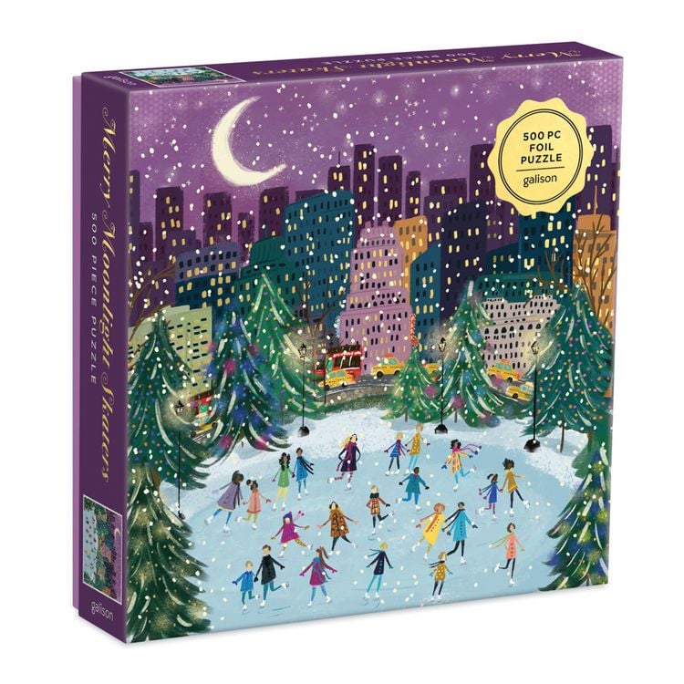 Produktbild: Merry Moonlight Skaters 500 Piece Foil Puzzle