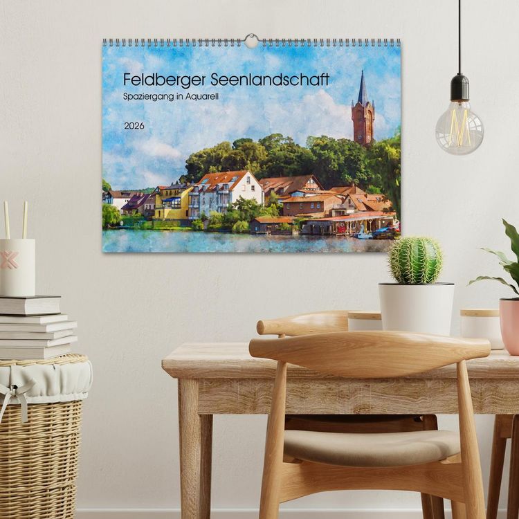 Produktbild: Feldberger Seenlandschaft - Spaziergang in Aquarell (Wandkalender 2026 DIN A3 quer), CALVENDO Monatskalender