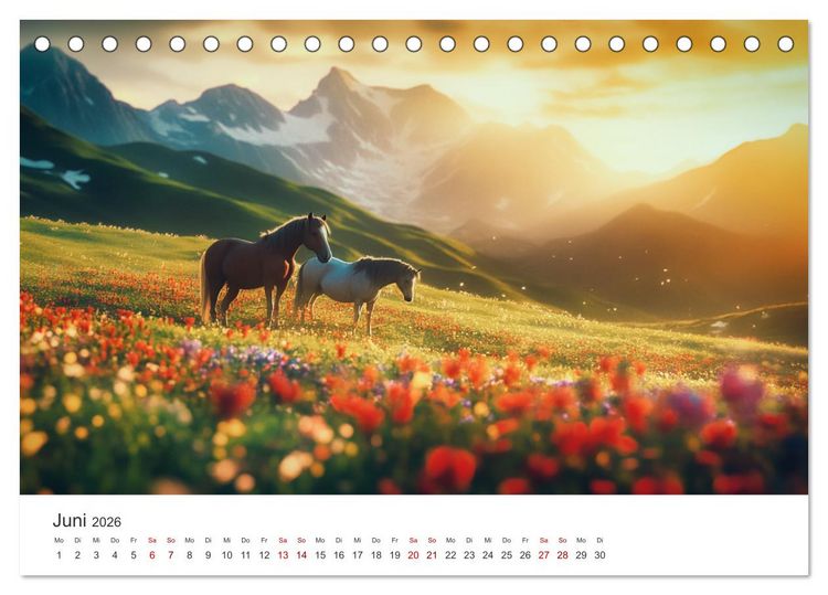 Produktbild: Im Wind der Freiheit - Ein Jahr voller Pferde (Tischkalender 2026 DIN A5 quer), CALVENDO Monatskalender