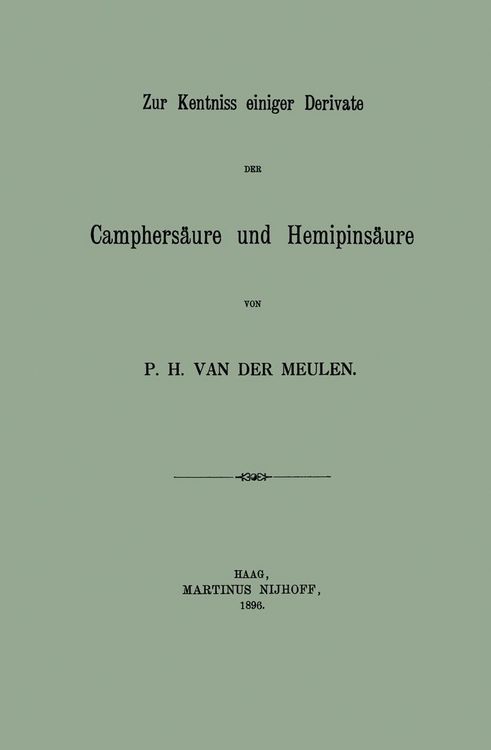 Produktbild: Zur Kentniss einiger Derivate der Camphers&auml;ure und Hemipins&auml;ure