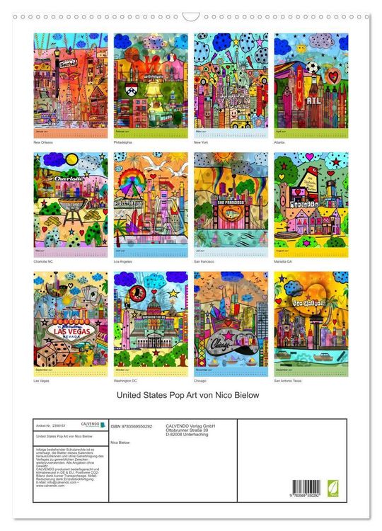 Produktbild: United States Pop Art von Nico Bielow (Wandkalender 2027 DIN A2 hoch), CALVENDO Monatskalender