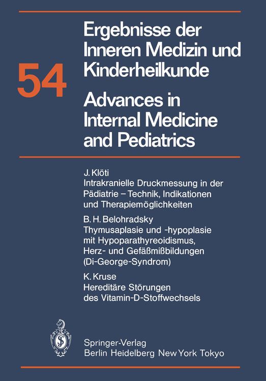 Produktbild: Ergebnisse der Inneren Medizin und Kinderheilkunde / Advances in Internal Medicine and Pediatrics