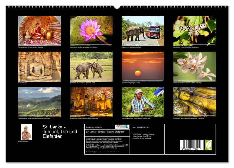 Produktbild: Sri Lanka - Tempel, Tee und Elefanten (hochwertiger Premium Wandkalender 2026 DIN A2 quer), Kunstdruck in Hochglanz