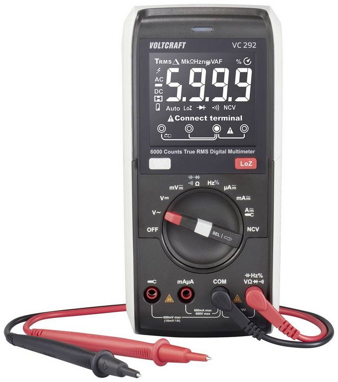 Produktbild: VOLTCRAFT VC292 Hand-Multimeter digital True RMS LoZ CAT III 600V Anzeige (Counts): 6000