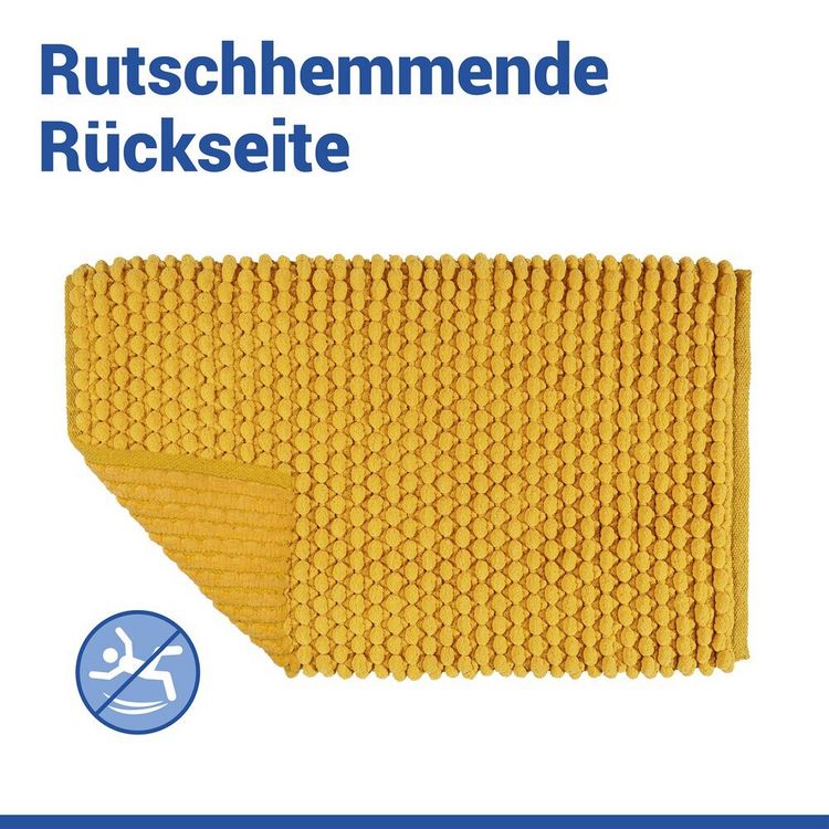 Produktbild: Badteppich Mod. Solivo Senfgelb, 50 x 80 cm, rutschfest und waschbar bis 30 &deg;C