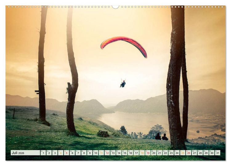 Produktbild: Paragliding - Mut zum Abenteuer (hochwertiger Premium Wandkalender 2026 DIN A2 quer), Kunstdruck in Hochglanz