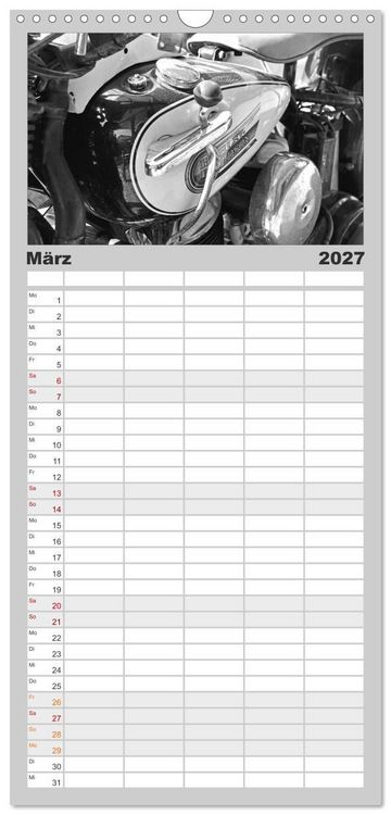 Produktbild: Familienplaner 2027 - Harley Davidson WLA 750 in Schwarzweiss mit 5 Spalten (Wandkalender, 21 x 45 cm) CALVENDO