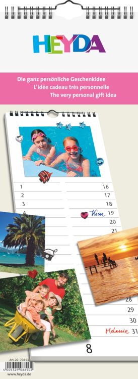 Produktbild: Heyda 2070491, Bastelkalender/DIY-Kalender/Fotokalender, immerw&auml;hrend, 16 x 42,5 cm, Deckblatt: Kunstdruckpapier, Deckblatt: farbig bedruckt mit Motiv, Monatsbl&auml;tter: wei&szlig;