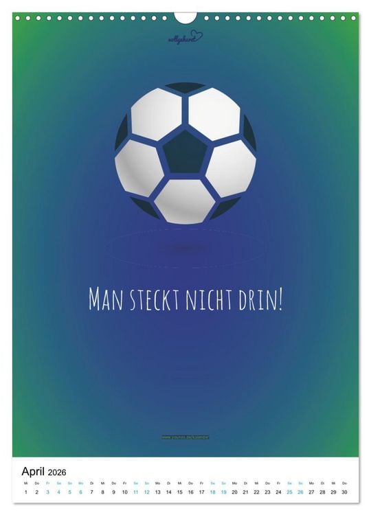 Produktbild: vollgeherzt: Der lustige Zitate-Wandkalender f&uuml;r Fu&szlig;ballfans und Sportbegeisterte! (Wandkalender 2026 DIN A3 hoch), CALVENDO Monatskalender