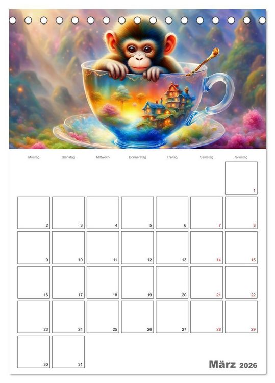 Produktbild: Tierische Kaffee Gesellschaft (Tischkalender 2026 DIN A5 hoch), CALVENDO Monatskalender