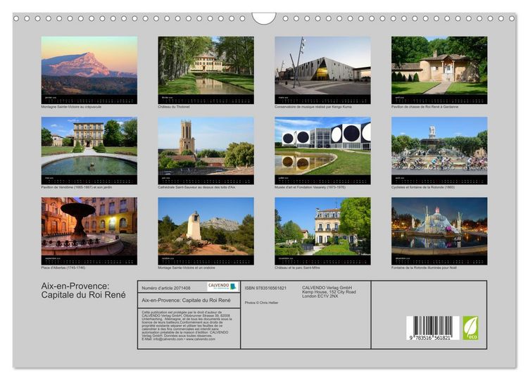 Produktbild: Aix-en-Provence: Capitale du Roi Ren&eacute; (Calendrier mural 2026 DIN A3 vertical), CALVENDO calendrier mensuel