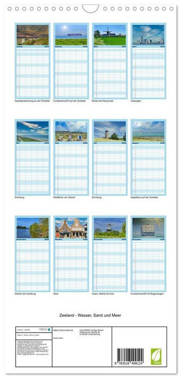Produktbild: Familienplaner 2026 - Zeeland - Wasser, Sand und Meer mit 5 Spalten (Wandkalender, 21 x 45 cm) CALVENDO