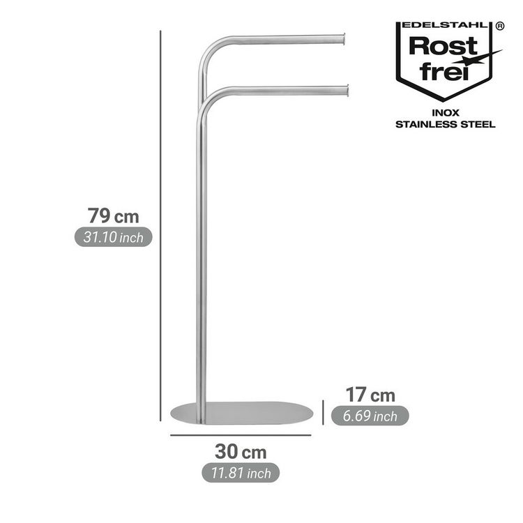 Produktbild: Handtuchst&auml;nder Mod. Levante, satiniert, Edelstahl, 30x79x17 cm, platzsparend und modern designt