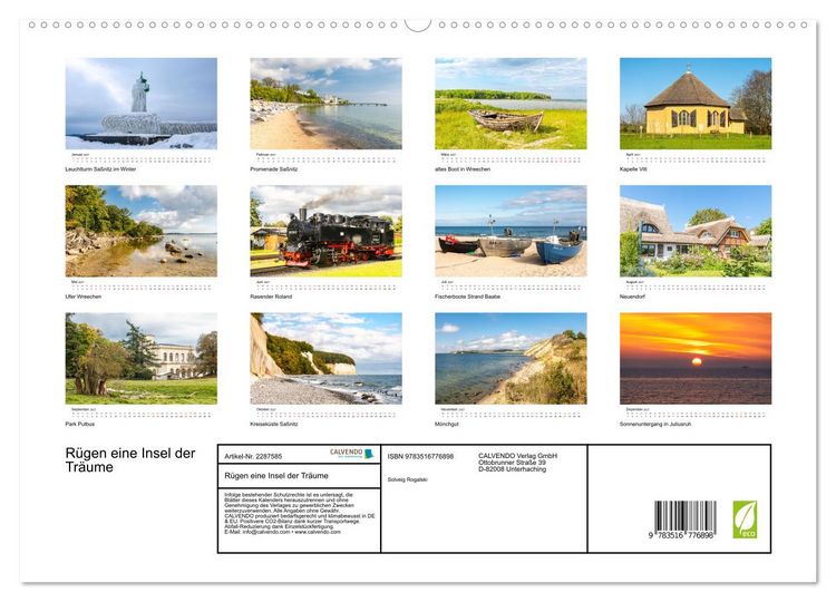 Produktbild: R&uuml;gen eine Insel der Tr&auml;ume (hochwertiger Premium Wandkalender 2027 DIN A2 quer), Kunstdruck in Hochglanz