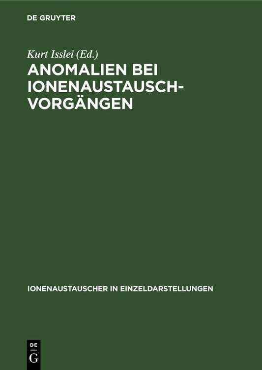 Produktbild: Anomalien bei Ionenaustausch-Vorg&auml;ngen
