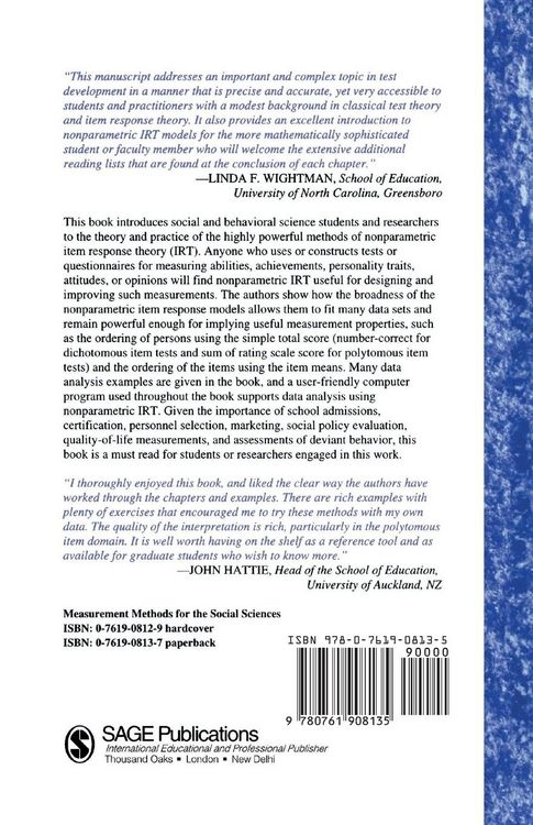 Produktbild: Introduction to Nonparametric Item Response Theory