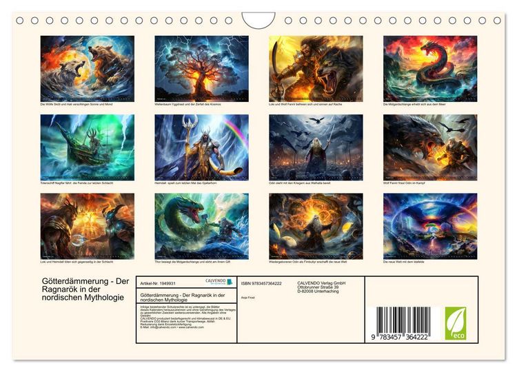 Produktbild: G&ouml;tterd&auml;mmerung - Der Ragnar&ouml;k in der nordischen Mythologie (Wandkalender 2026 DIN A4 quer), CALVENDO Monatskalender