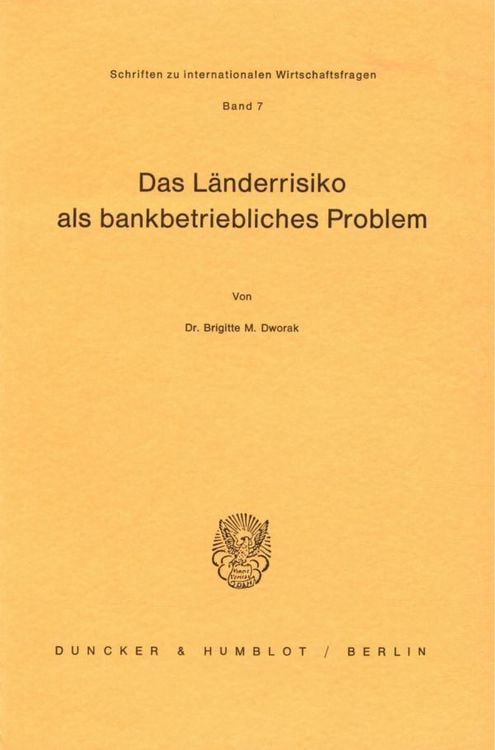 Produktbild: Das Länderrisiko als bankbetriebliches Problem.