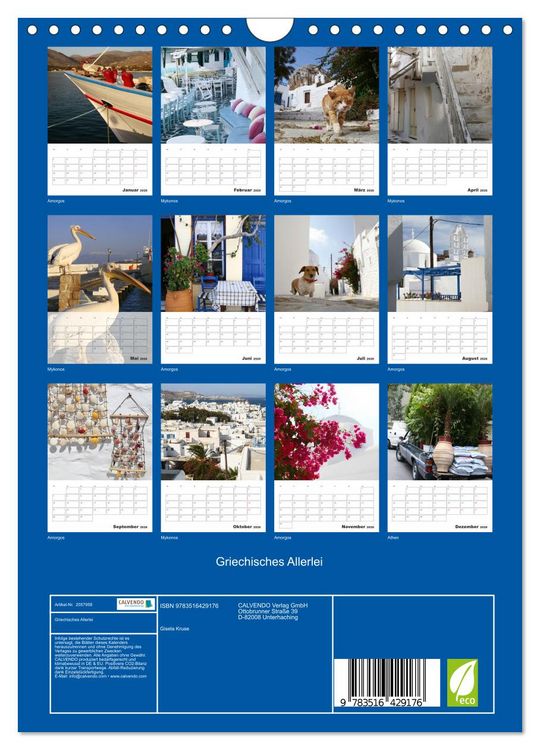 Produktbild: Griechisches Allerlei (Wandkalender 2026 DIN A4 hoch), CALVENDO Monatskalender