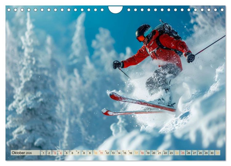 Produktbild: Skifahren - tolle Momente (Wandkalender 2026 DIN A4 quer), CALVENDO Monatskalender