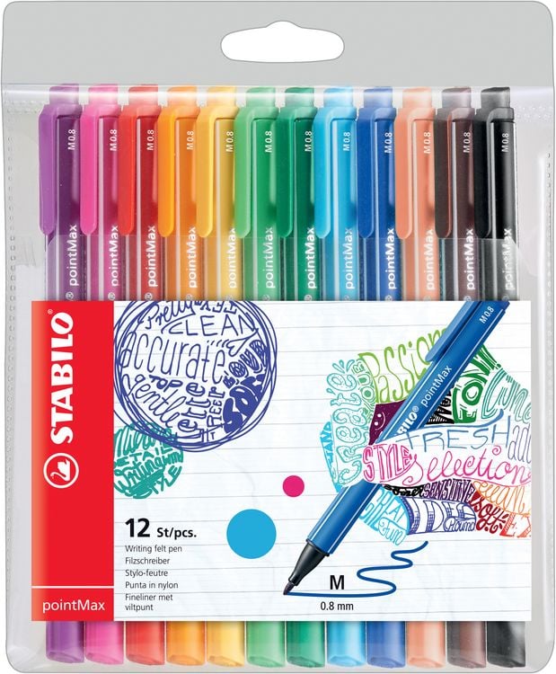 Produktbild: STABILO Filzschreiber -   pointMax - 12er Pack - mit 12 verschiedenen Farben