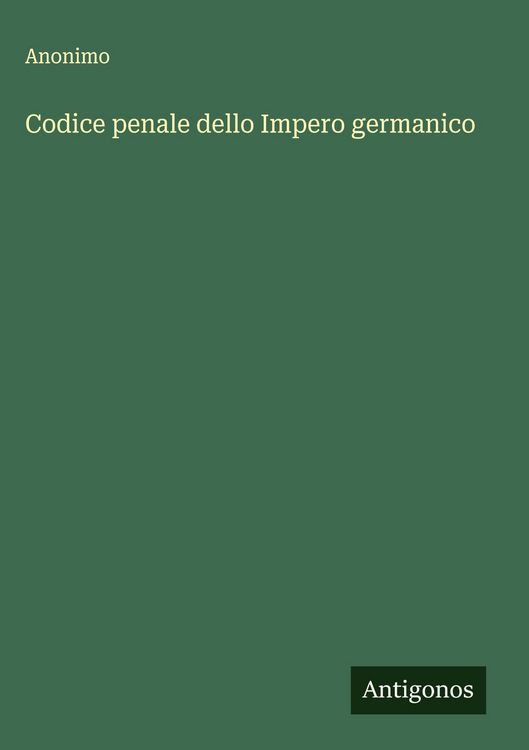 Produktbild: Codice penale dello Impero germanico