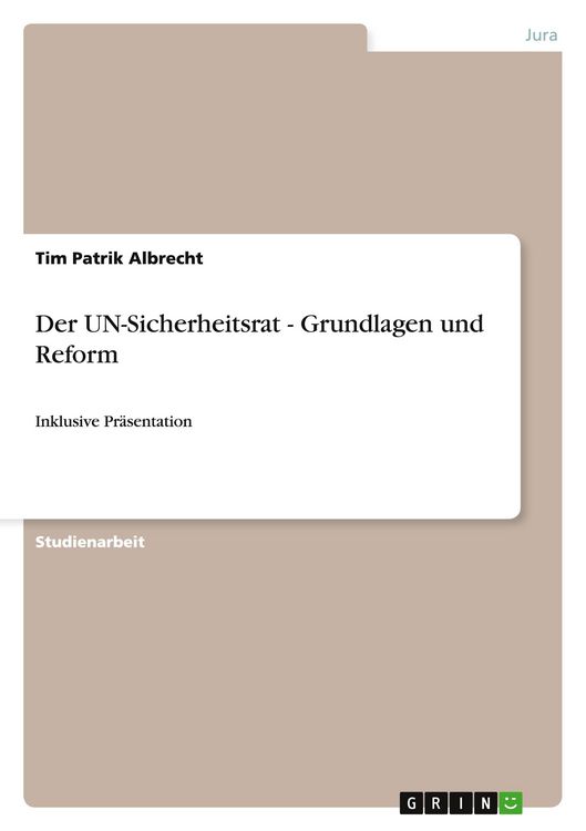 Produktbild: Der UN-Sicherheitsrat - Grundlagen und Reform