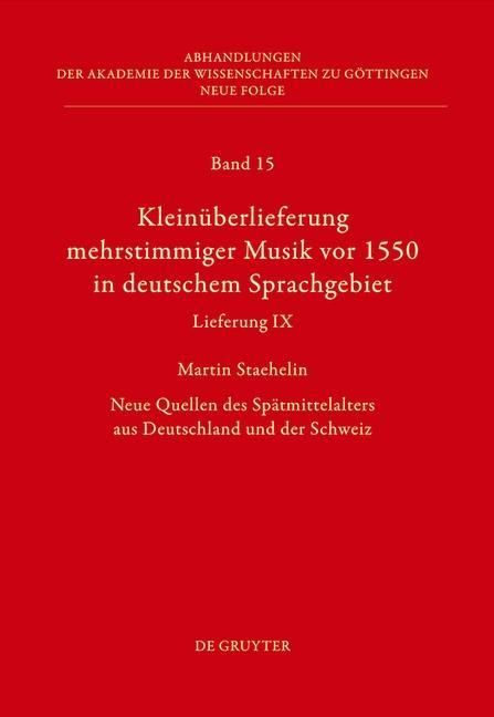 Produktbild: Klein&uuml;berlieferung mehrstimmiger Musik vor 1550 in deutschem Sprachgebiet, Lieferung IX