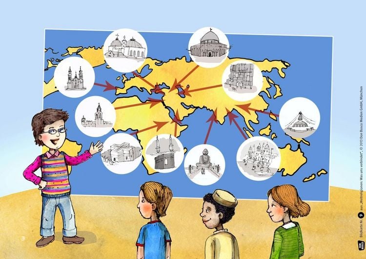 Produktbild: Weltreligionen: Was uns verbindet. Kamishibai Bildkartenset.