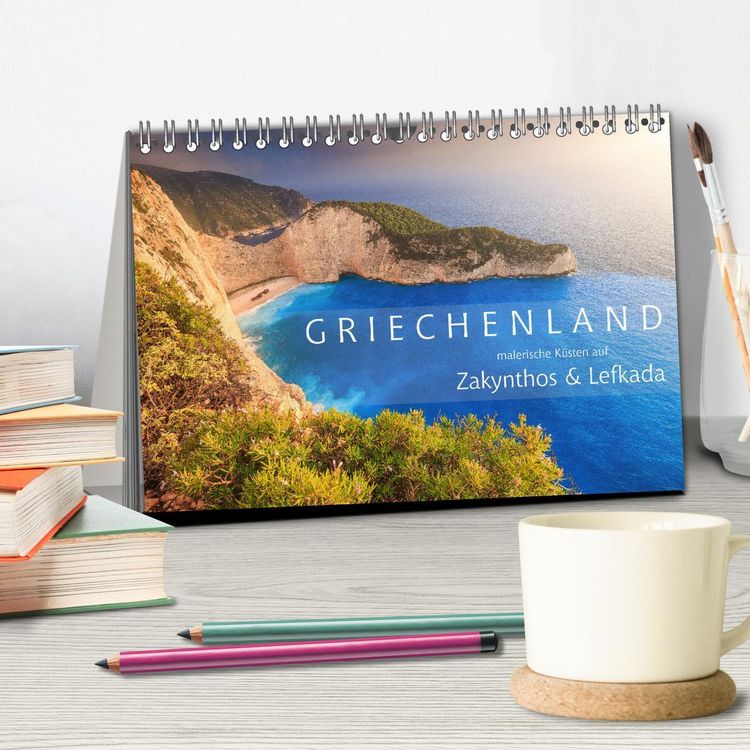 Produktbild: Griechenland - Malerische K&uuml;sten auf Zakynthos und Lefkada (Tischkalender 2026 DIN A5 quer), CALVENDO Monatskalender
