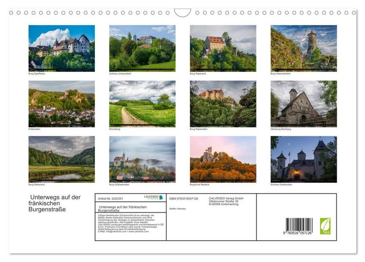 Produktbild: Unterwegs auf der fr&auml;nkischen Burgenstra&szlig;e (Wandkalender 2026 DIN A3 quer), CALVENDO Monatskalender