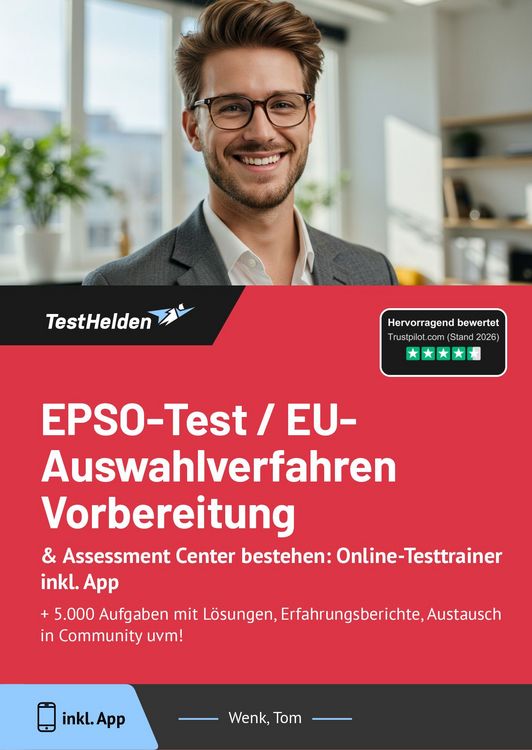 Produktbild: EPSO-Test / EU-Auswahlverfahren Vorbereitung: & Assessment Center bestehen: Online-Testtrainer inkl. App