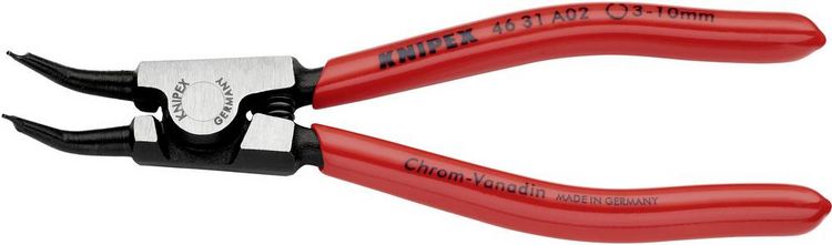 Produktbild: Knipex 46 31 A02 Seegeringzange Passend f&uuml;r (Seegeringzangen) Au&szlig;enringe 3-10 mm Spitzenform (Details) abgewinkelt 45&deg;