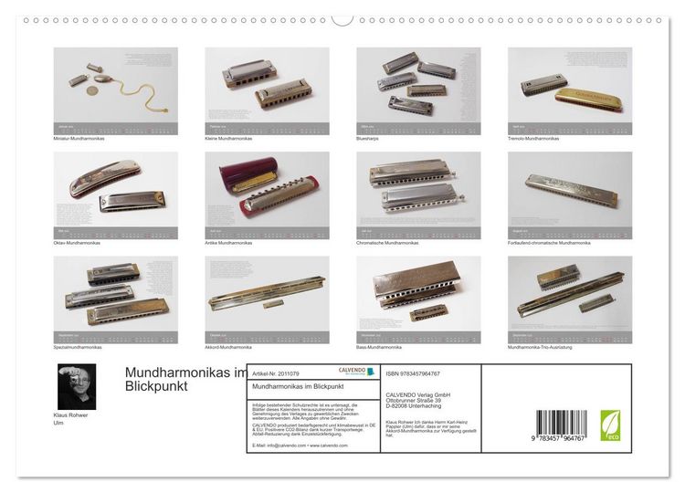 Produktbild: Mundharmonikas im Blickpunkt (Wandkalender 2026 DIN A2 quer), CALVENDO Monatskalender