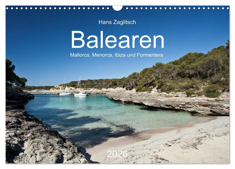 Produktbild: Balearen - Mallorca, Menorca, Ibiza und Formentera (Wandkalender 2026 DIN A3 quer), CALVENDO Monatskalender
