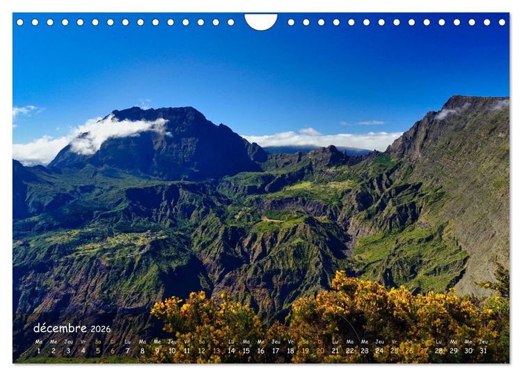 Produktbild: La R&egrave;union - C&ocirc;tes fantastiques et paysage montagneux (Calendrier mural 2026 DIN A4 vertical), CALVENDO calendrier mensuel