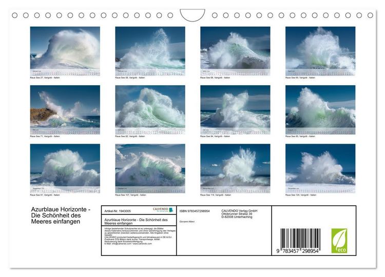 Produktbild: Azurblaue Horizonte - Die Sch&ouml;nheit des Meeres einfangen (Wandkalender 2026 DIN A4 quer), CALVENDO Monatskalender