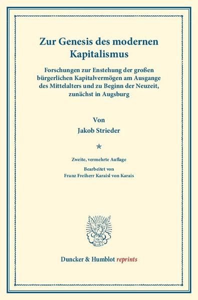Produktbild: Zur Genesis des modernen Kapitalismus.